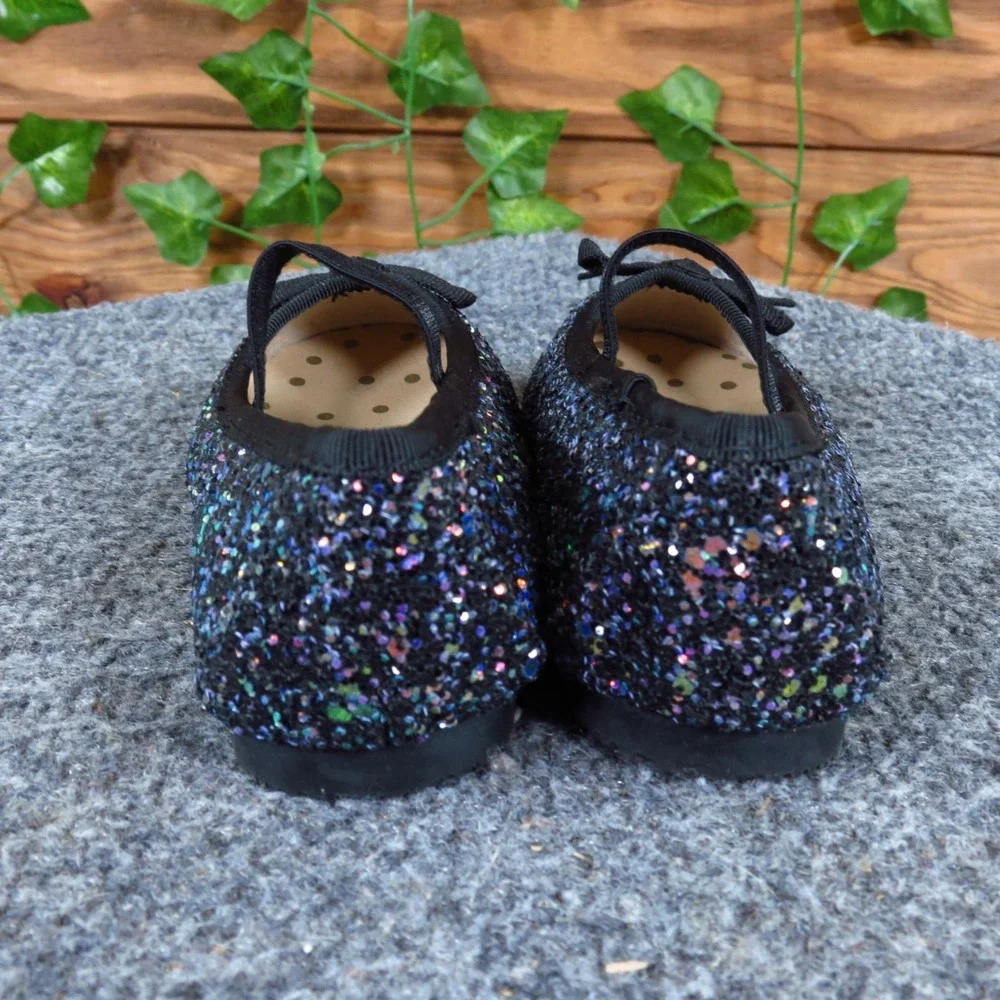 Cat & Jack Toddler Girls Mary Jane Ballet‎ Flat Size 6 Dress Shoe Black Glitter